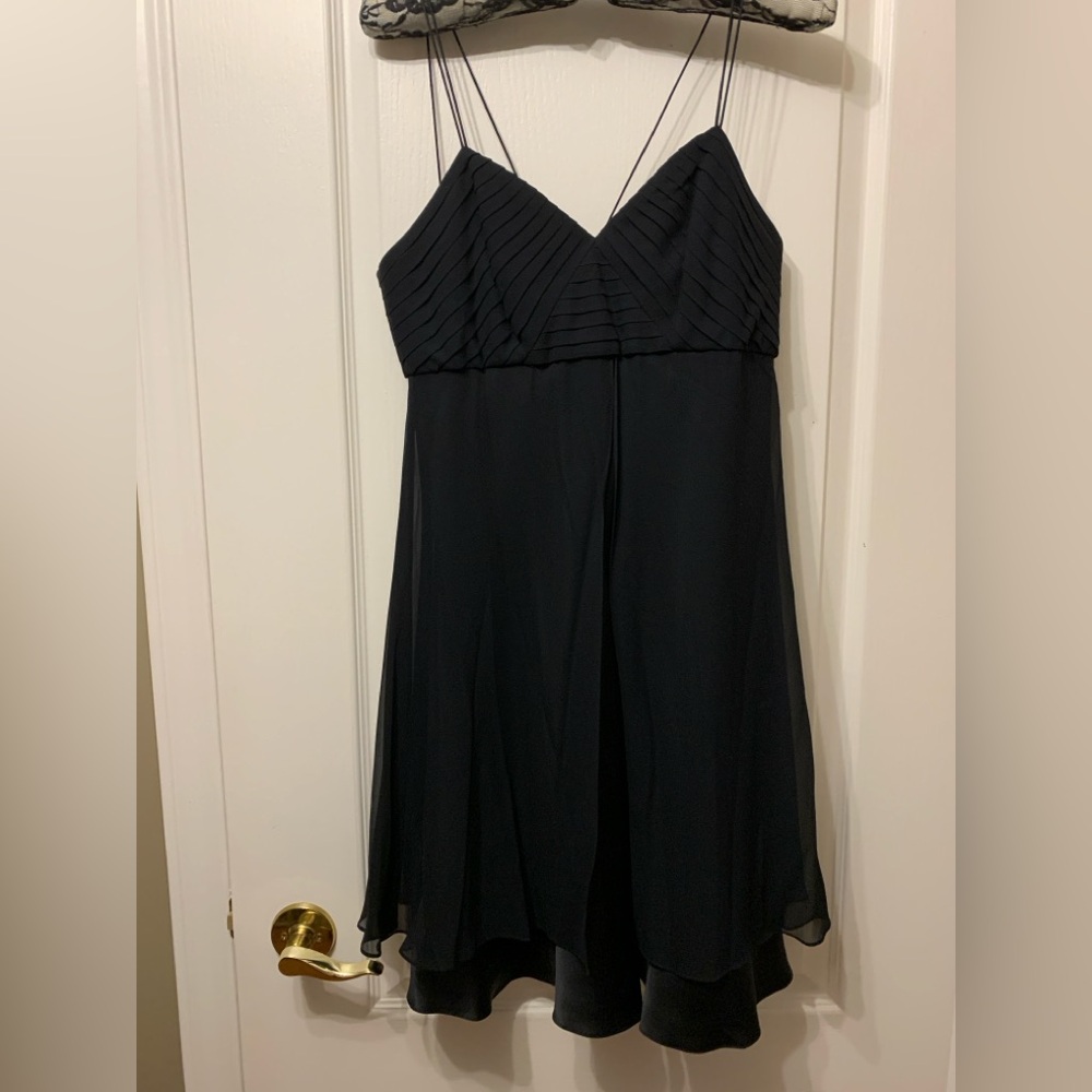 Kay Unger Black Pleated Mini Dress
